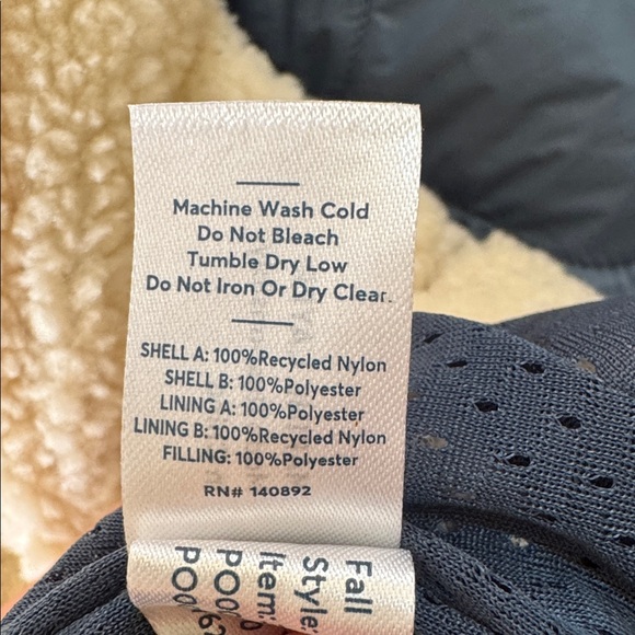 Marine Layer NWT Men's Blue Quilted Sherpa Puffer Jacket Eco Recycled Nylon 2XL - Picture 4 of 5